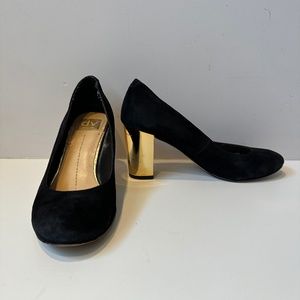 Dolce Vita Black Suede Gold Heels